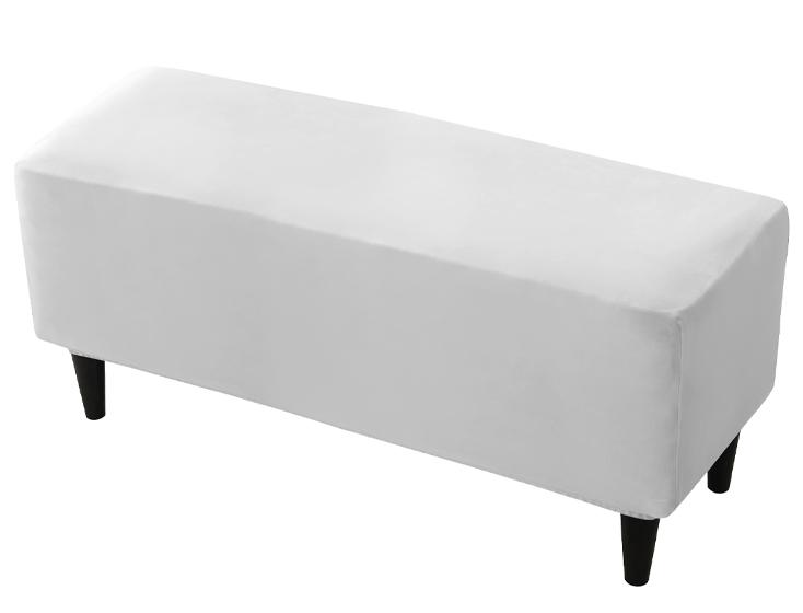 Cover For Double Bench, Footrest Pouf, Velvet, Light Gray