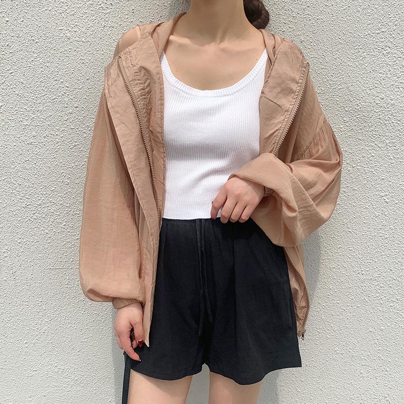 Sunscreen Clothing for Women In Summer Ice Silk Light Tulle Quick-drying Solid Color Hooded UV Sunscreen Clothing