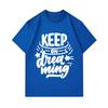 Men's 100% Cotton Crew Neck Short Sleeve T-Shirt, Keep On Dreaming Inspirational Letter Graphic Casual Soft Breathable Tee Top For Daily Wear