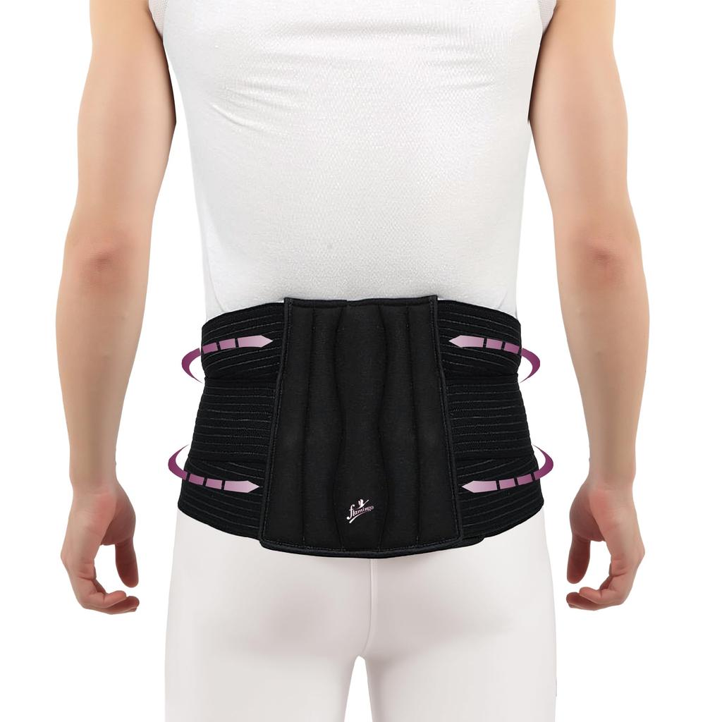 Flamingo L.S. Belt Compression Comfort | Lumbar Support Belt with 5 Plastic Splints & EVA Pad for Back Pain Relief, Spondylolysis, Degenerative D