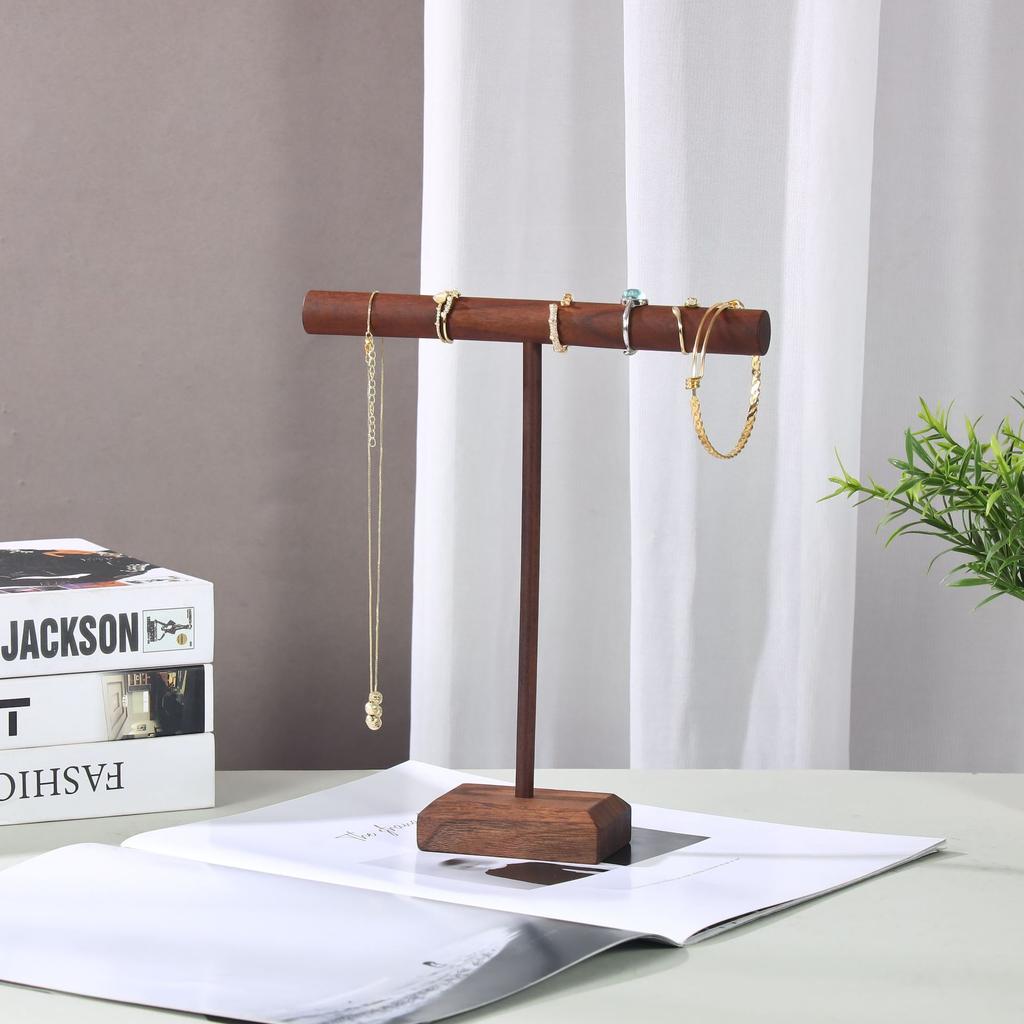 Wooden Jewelry Bracelet Storage Display Chain Watch T-Bar Rack Organizer Hard Stand Holder Jewelry Display Bracelet Display Rack