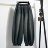DIMANAF 2025 Autumn Winter Women Plus Size Jeans Cotton New Fashion Lady Denim Long Pants Oversized Loose Bottoms