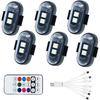 6PCS Wireless LED Lights For Car With Remote Control, High Brightness Wireless LED Strobe Light 8 Colors USB Charge IP65 Waterproof Anti-Collision