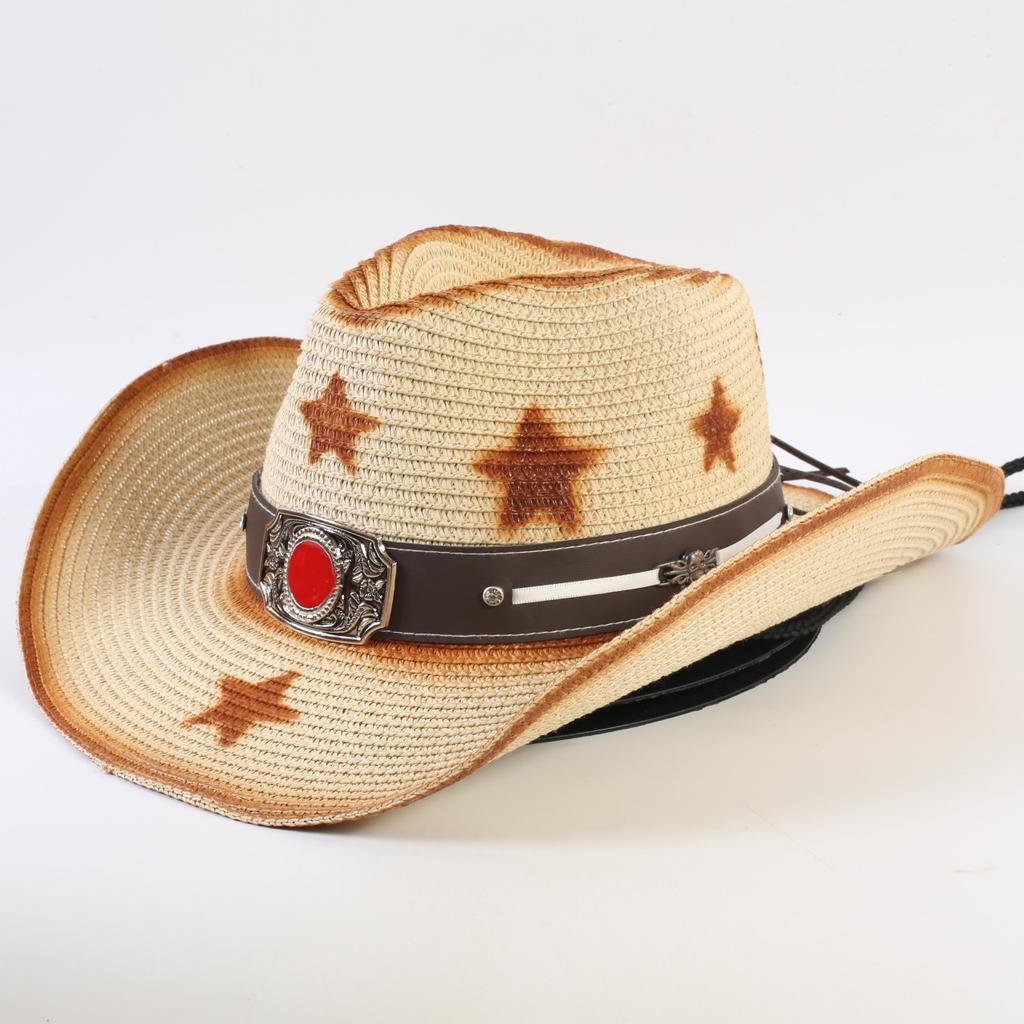 Popular Western Cowboy Straw Hat Men's and Women's Fashion Shade Straw Hat Classic Outdoor Western Cowboy Hat