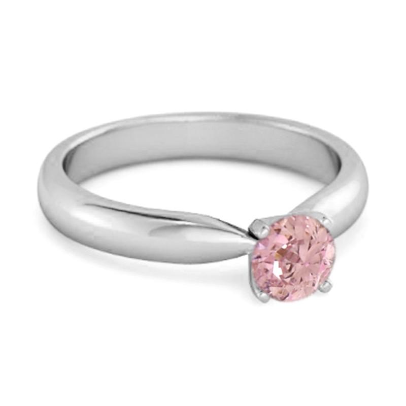 Pink Topaz Classic Solitaire Women Wedding Ring  - 925 Sterling Silver