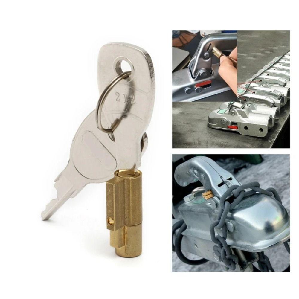 with 2 Keys Trailer Coupling Lock Heavy Duty Lock Cylinder Security Anti-Theft  Lock  Trailers
