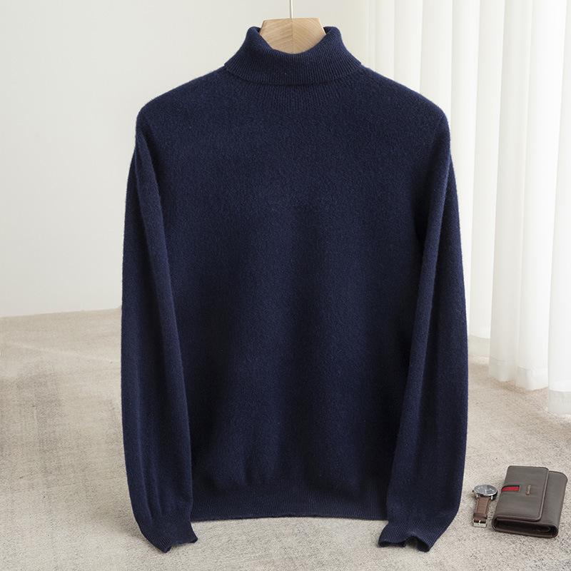 Men s High Neck Wool Sweater - Autumn/Winter Long Sleeve Thick Knit Base Layer Extra Large