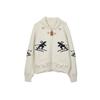 Zipper Lapel Jacquard Sweater Cardigan Women's Autumn and Winter Lazy Soft Waxy Top High-end Warm Knitted Jacket