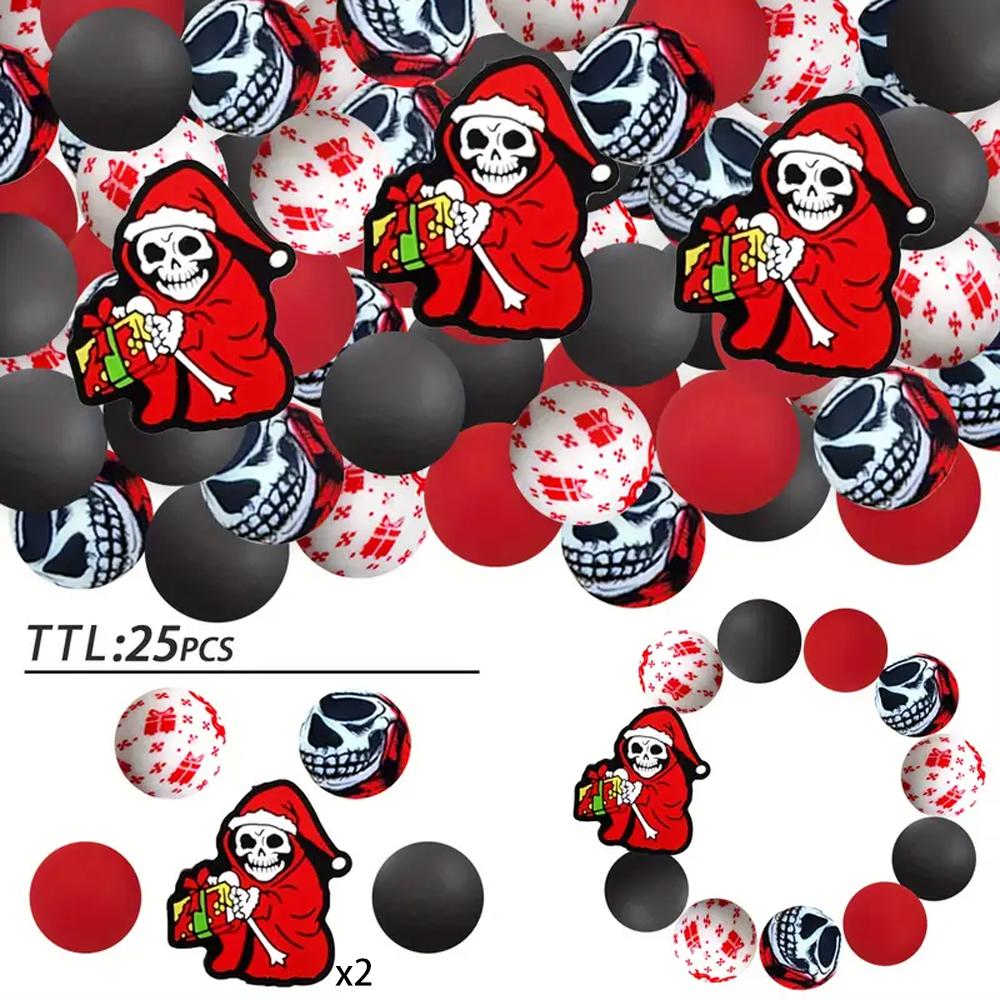 25PCS Multi-Size Halloween-Themed Silicone Beads Set, Perfect for DIY Craft Projects Like Keychains, Necklaces, Bracelets & More