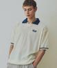 NODU Summer Vivid Color Block Collar Knit [Ivory/Blue]