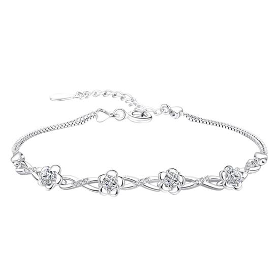 Vintage Plum Blossom Rhinestone Inlaid Women Bracelet Wrist Chain Jewelry Gift