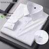 ROMON Men's Solid Color Wrinkle-Free Long Sleeve Formal Shirt