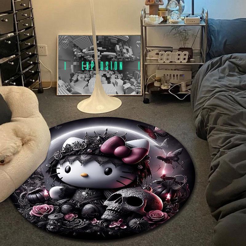 Modern Round Mandala Multicolor Rug Mat, Non-Slip Floor Mat for Entryway