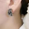 Luxurious Crystal C-Shape Square Diamond Stud Earrings for Women