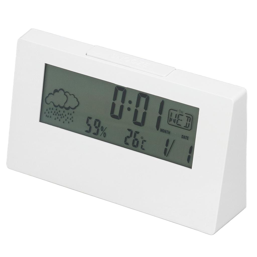 Digital Alarm Clock Snooze Function LCD Time Date Temp Humidity Display Bedside Electronic Clock