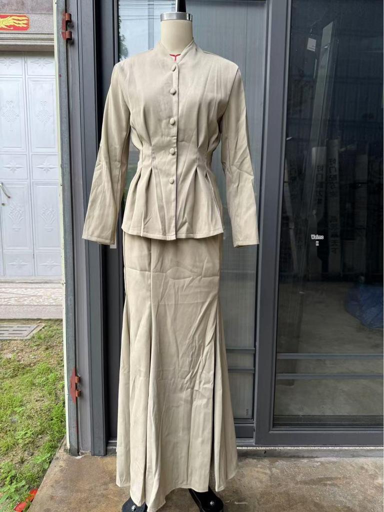 Autumn/Winter 2025 European & American Slim Cardigan and Midi Skirt Set