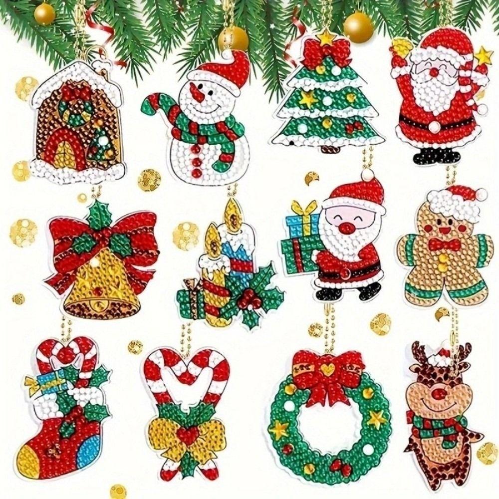 Diamond Painting Craft Diamond Painting Keychains Acrylic DIY Keychain Kit Christmas Gift