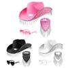 3Pcs/Set Shining Rhinestone Tassel Cowgirl Cowboy Jazz Hat Heart Shape Sunglasses Bandanas