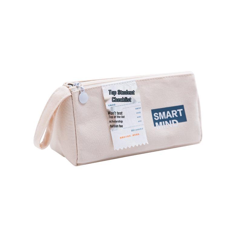 Creative Trendy Twill Canvas Pencil Case: Large Capacity, Portable Storage Bag for Students