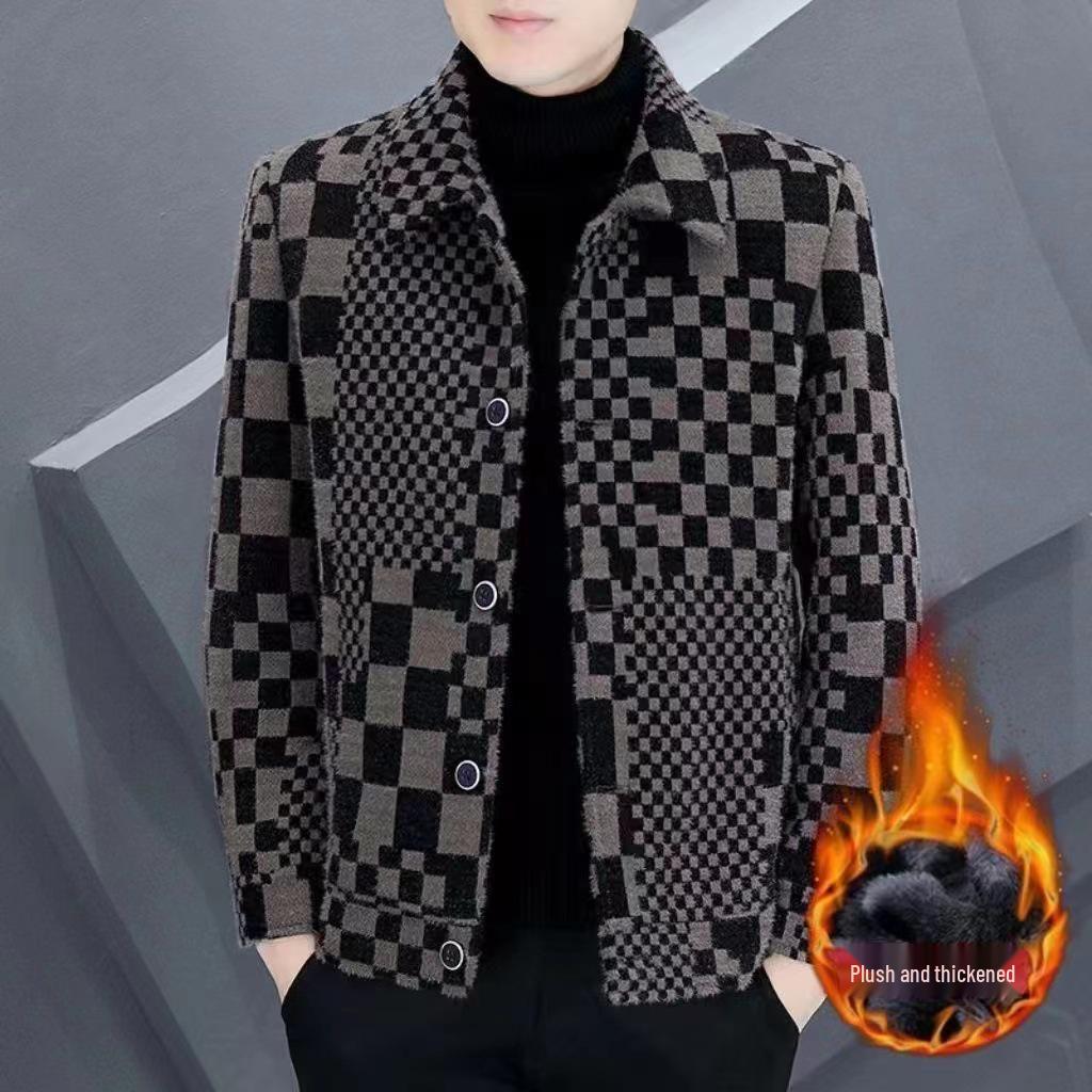 2025 Men's Wool Blend Lapel Coat: Versatile Thickened Autumn/Winter Jacket