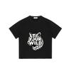 Black T-Shirt With Leopard Print And Let Your Wild Text For Casual Wear