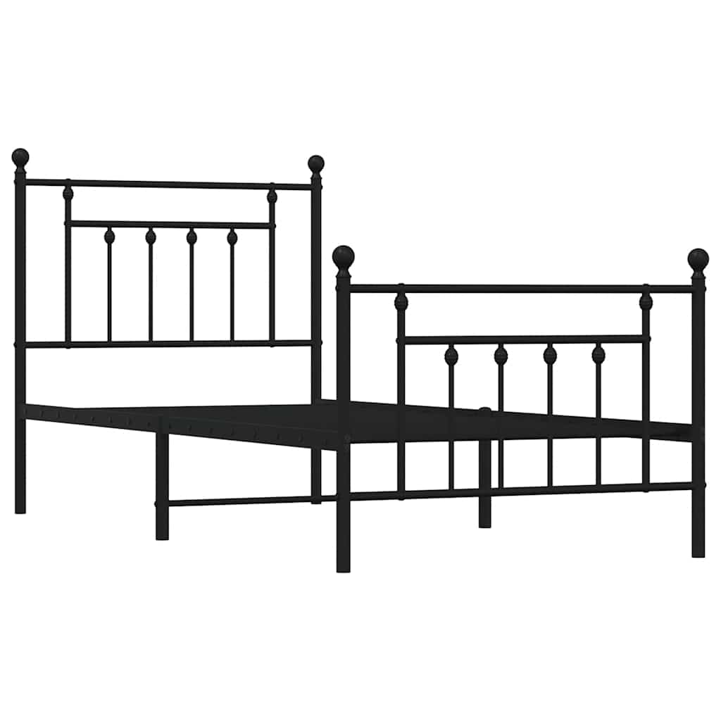 vidaXL Bettgestell mit Kopf- und Fußteil Metall Schwarz 90x190 cm