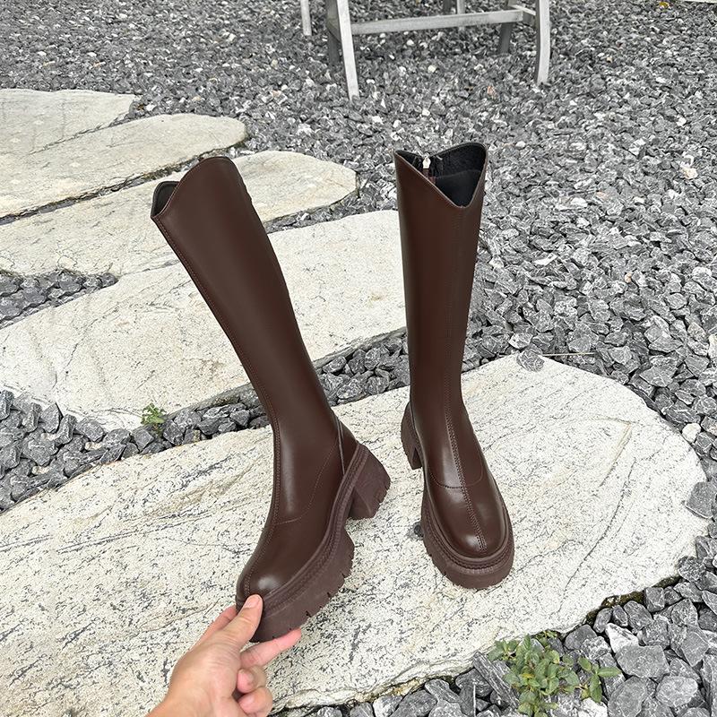 Off-white boots women's boots autumn and winter new tall boots small thick-soled thick-heeled knight boots