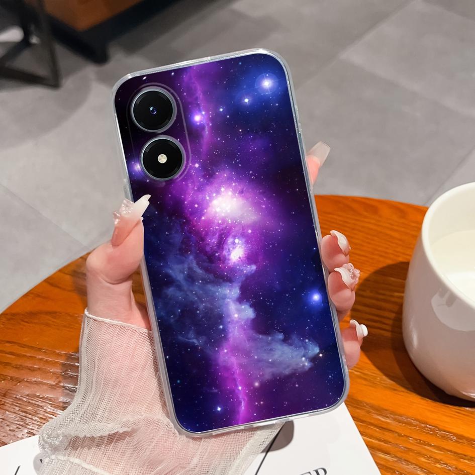 ქეისი Vivo Y20 Y30 Y36 Y21 Y27 Y02S Y12 Y11 Y10 ტელეფონის უკანა ყდა Starry Sky დარტყმაგამძლე გამჭვირვალე მქრქალი რბილი სილიკონის ვარდნის საწინააღმდეგო Vivo ბამპერისთვის
