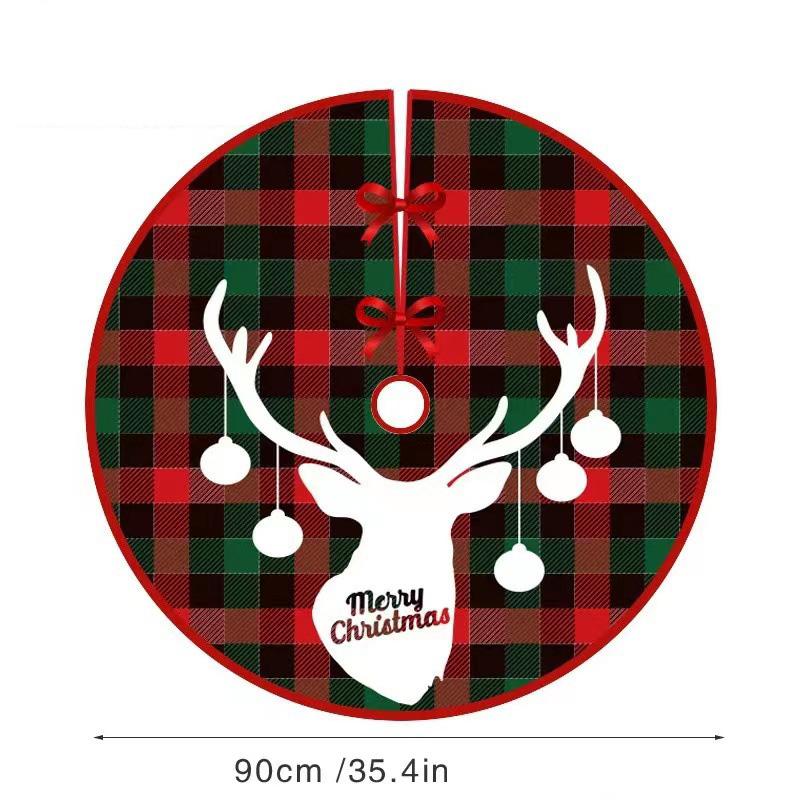 90cm Christmas Tree Skirts Santa Claus Printed Xmas Tree Bottom Decor Mat Merry Christmas Decoarations Home Party Supplies