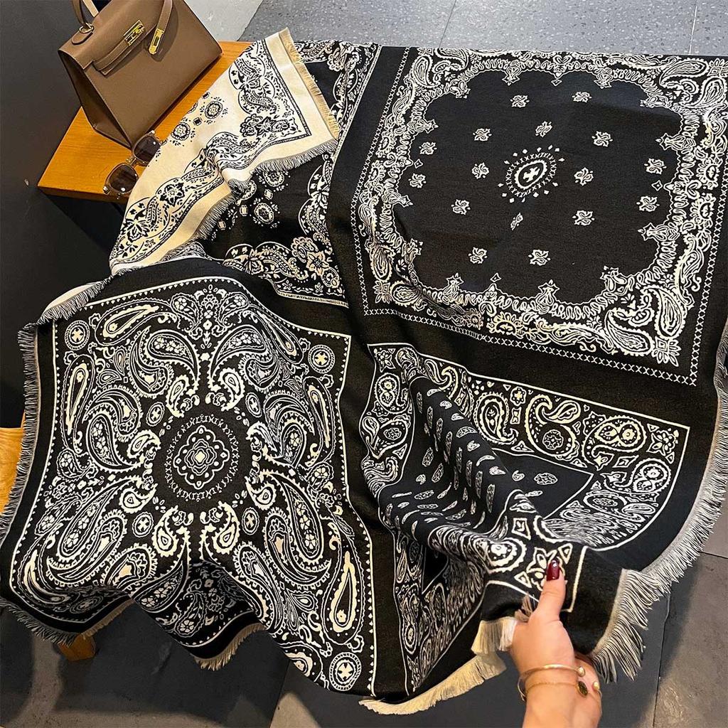 New Elegance Cashmere Warm Scarf For Women Winter Thick Blanket Wraps Two-sided Bufanda Echarpe Pashmina Luxury Print Shawl