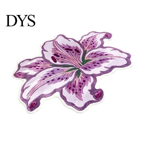 Decorative Lily Shape Rug Floor Mat, Absorbent Velvet for Bathroom And Entrance, Non-slip Washable Bedroom Area Flower Dressing Table, Soft