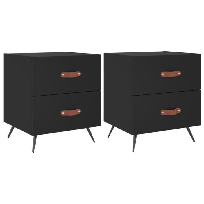 VidaXL Tables de chevet 2 pcs noir 40x35x47,5 cm bois d’ingénierie 827247