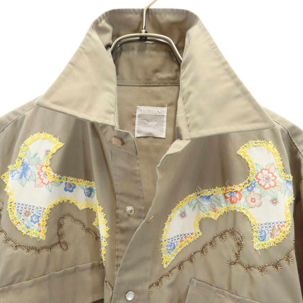 Mustang 80s Vintage Long Sleeve Western Shirt Brown Men's Used