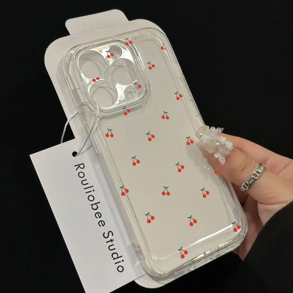 INS Red Cherry Floral Case for Samusng Galaxy S25 S24 Ultra 5G S22 S23 Plus FE A56 A16 A15 A55 A36 A26 A54 A35 A14 A34 A53 Cover