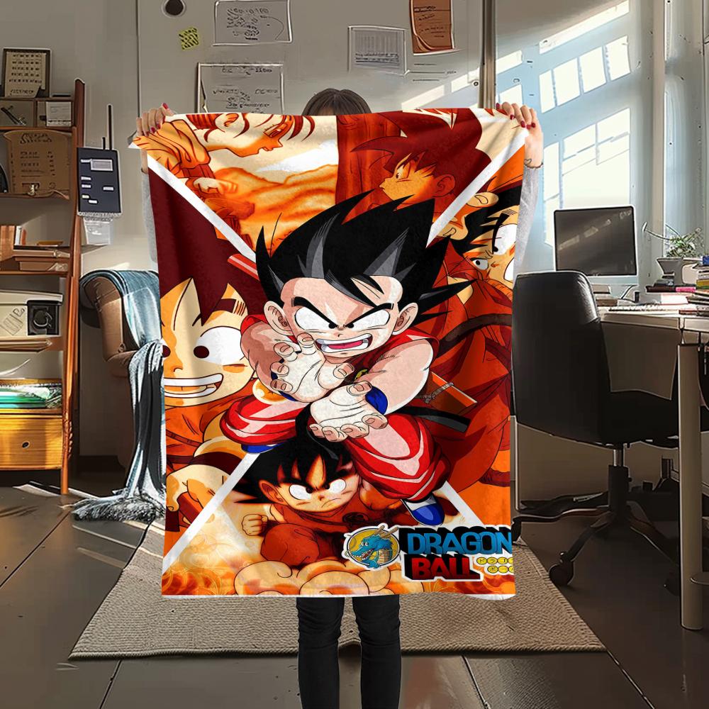 

Фланелевое одеяло с принтом персонажей Dragon Ball, Высококачественное, Удобное для всех сезонов, Декор для дома, Тепло и уют, Идеально для рождественских подарков 80cm x 120cm