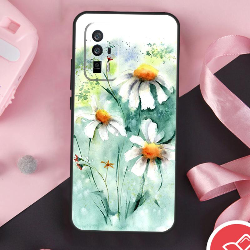Daisy Watercolor Case For Xiaomi 11T 12T 13T 14T Pro Mi 15 13 14 Ultra POCO X7 Pro X3 X5 X6 F5 F6 F7 Cover