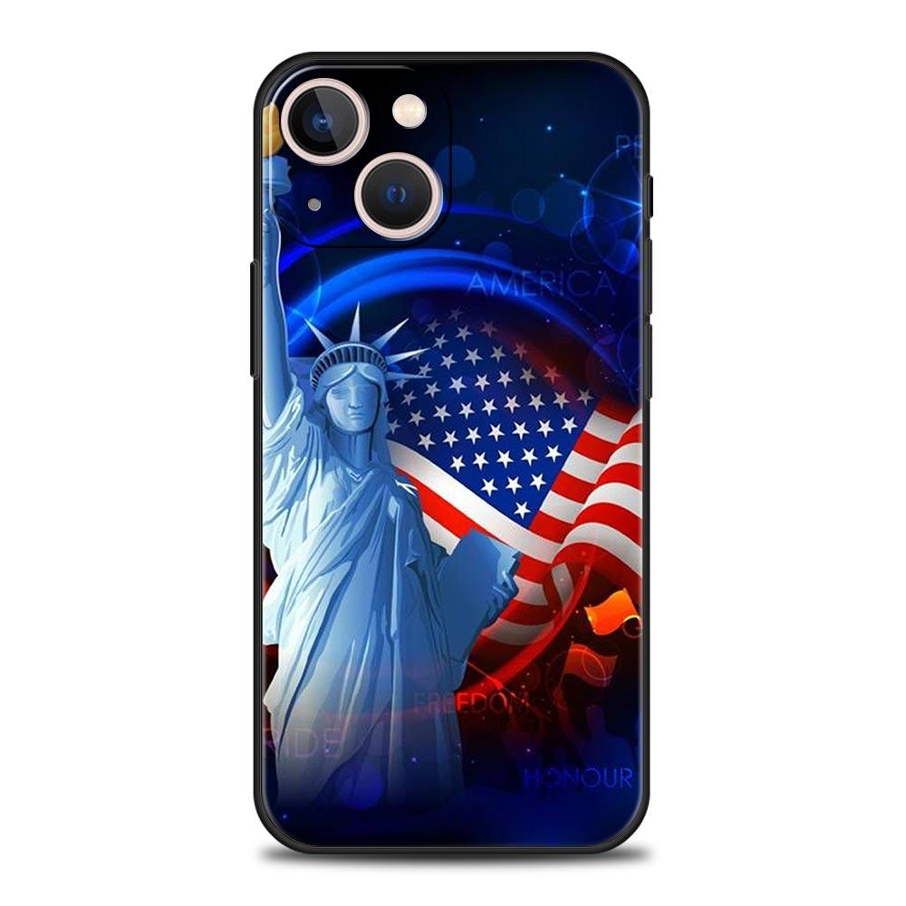 American United States Flag Phone Case For iPhone 17 16 15 Pro Max 11 12 13 14 7 8 Plus SE 2020 X XR XS Cover Soft Black