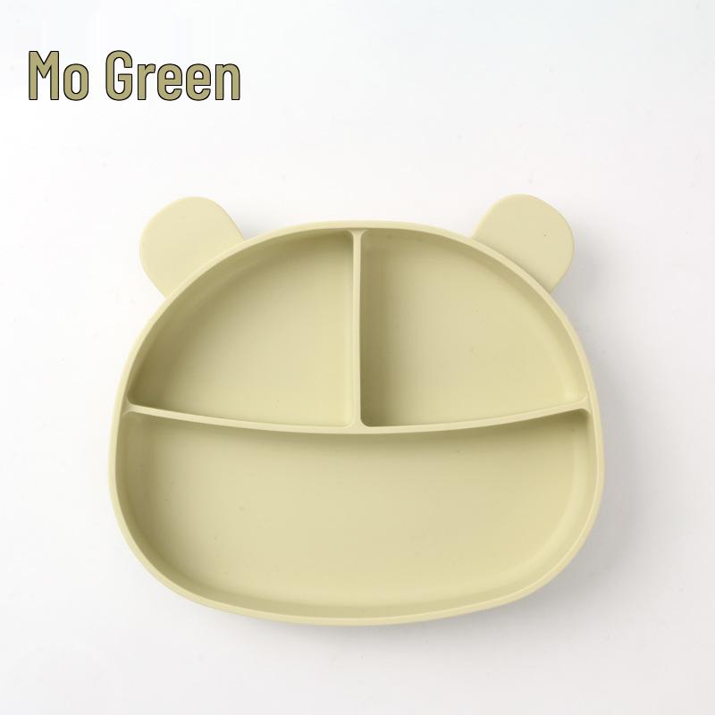 Silicone Bear Suction Baby Plate - Anti-Fall, Compartmented Self-Feeding Bowl