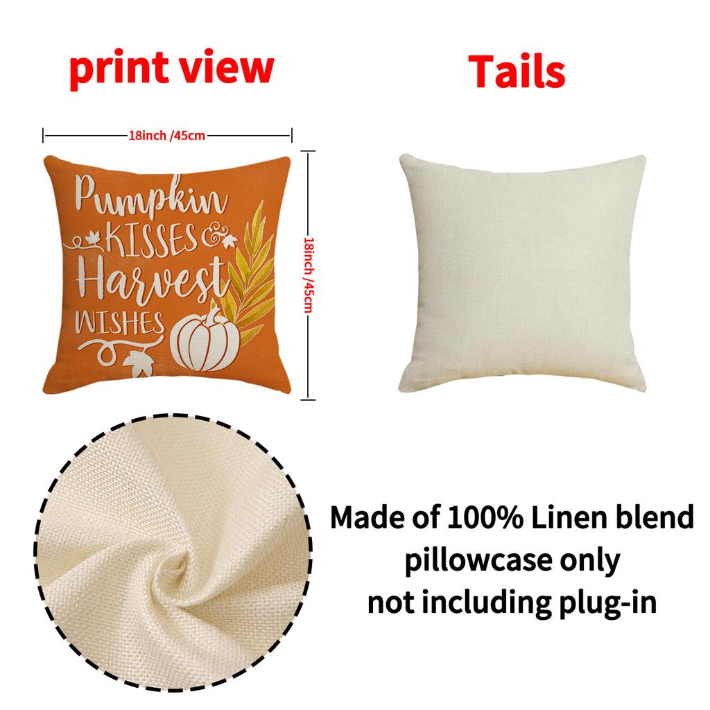 New Autumn Set Pillow Case Linen Print Pumpkin Cushion Home Holiday Decoration Sofa Cushion