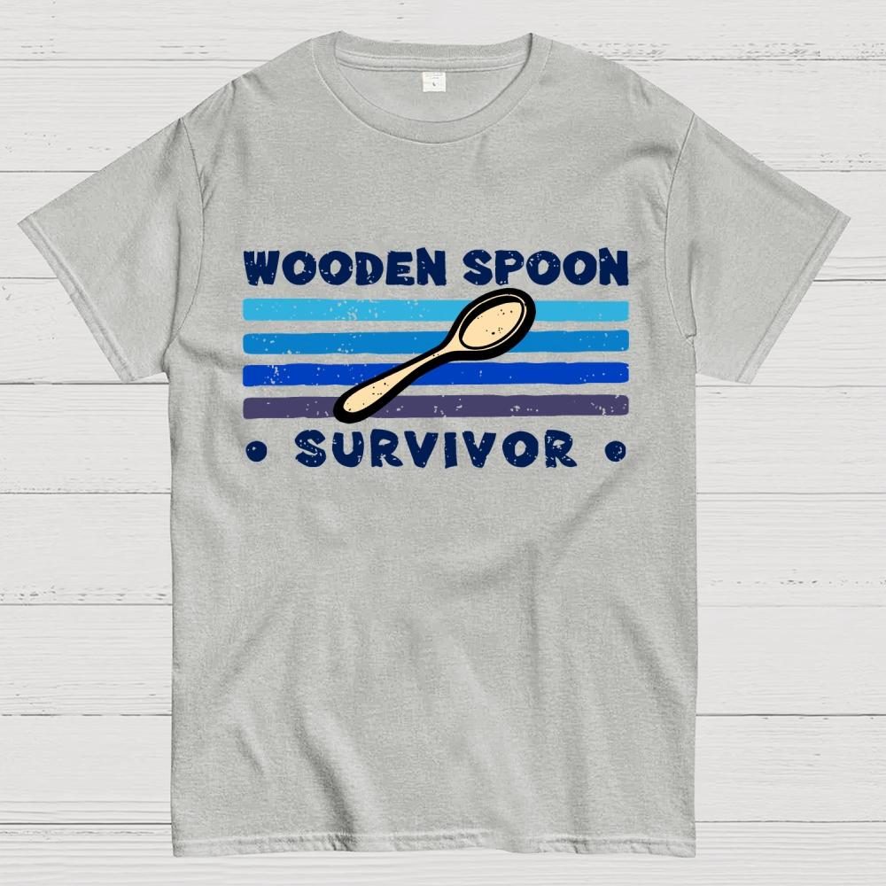 Personalized Wooden Spoon Survivor Unisex 100% Cotton Summer Casual Cool Loose T-Shirt