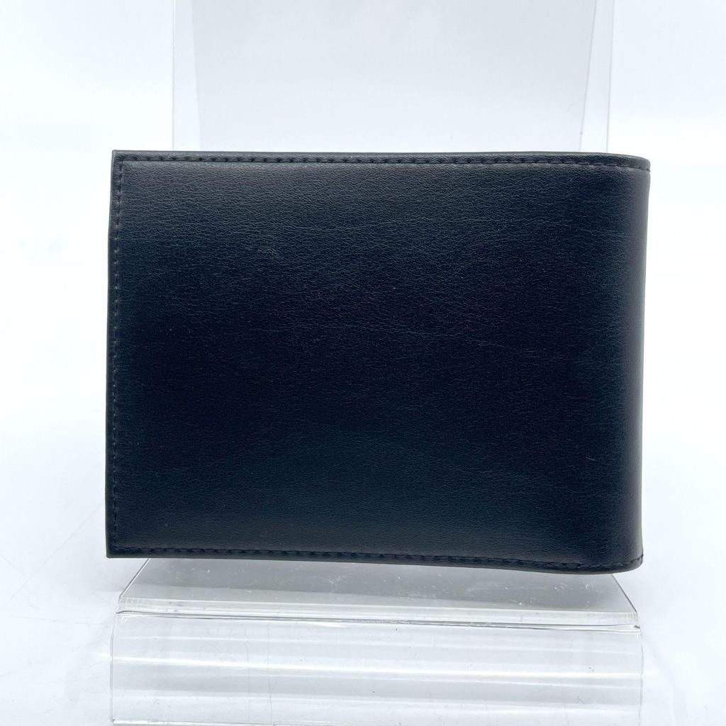 Used EMPORIO ARMANI Bifold Wallet Red Band Black All Over Pattern Logo Men's
