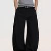 American Retro Scimitar Trousers Men's and Women's Pleated Three-dimensional Tailoring Loose Wide-leg Silhouette Vertical Casual Straight Trousers