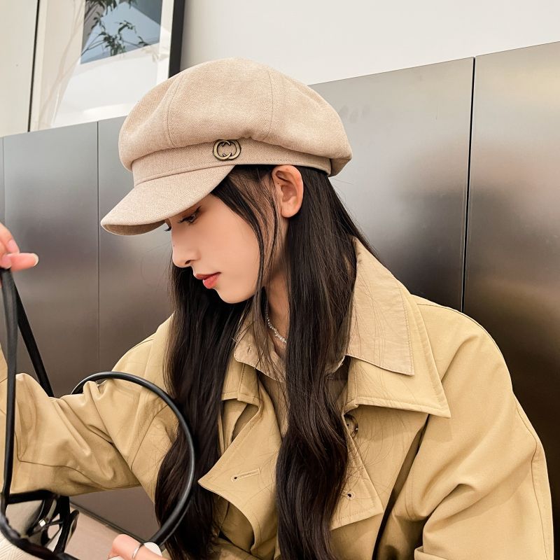 Women's Autumn and Winter New Fashion Solid Color Cap British Retro Octagonal Hat Fit for Outdoor, Casual & Formal Events