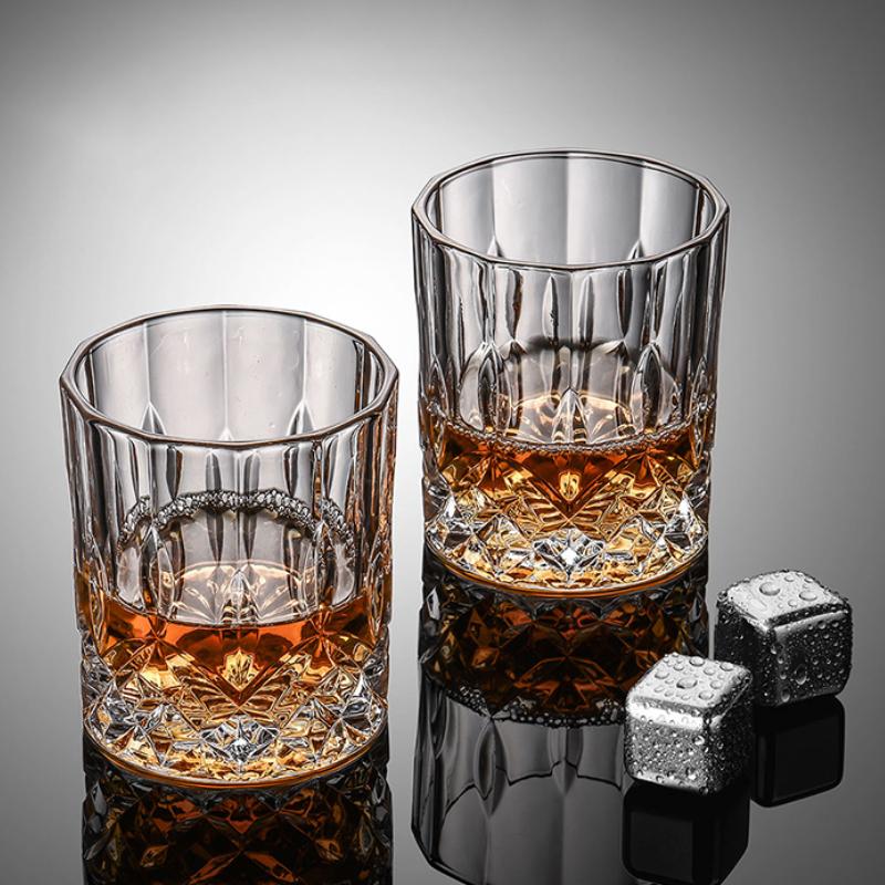 230ml/250ml/315ml Carved Wine Glass Party Checkered Diamond Glass Cup Nordic Style Whiskey Glass Classical Cup Foreign Wine Cup