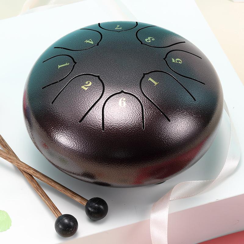Hluru Glucophone Steel Tongue Drum 6 Inch 8 Notes Key D5 Ethereal Drum Tone Drum Percussion Children Musical Instrument