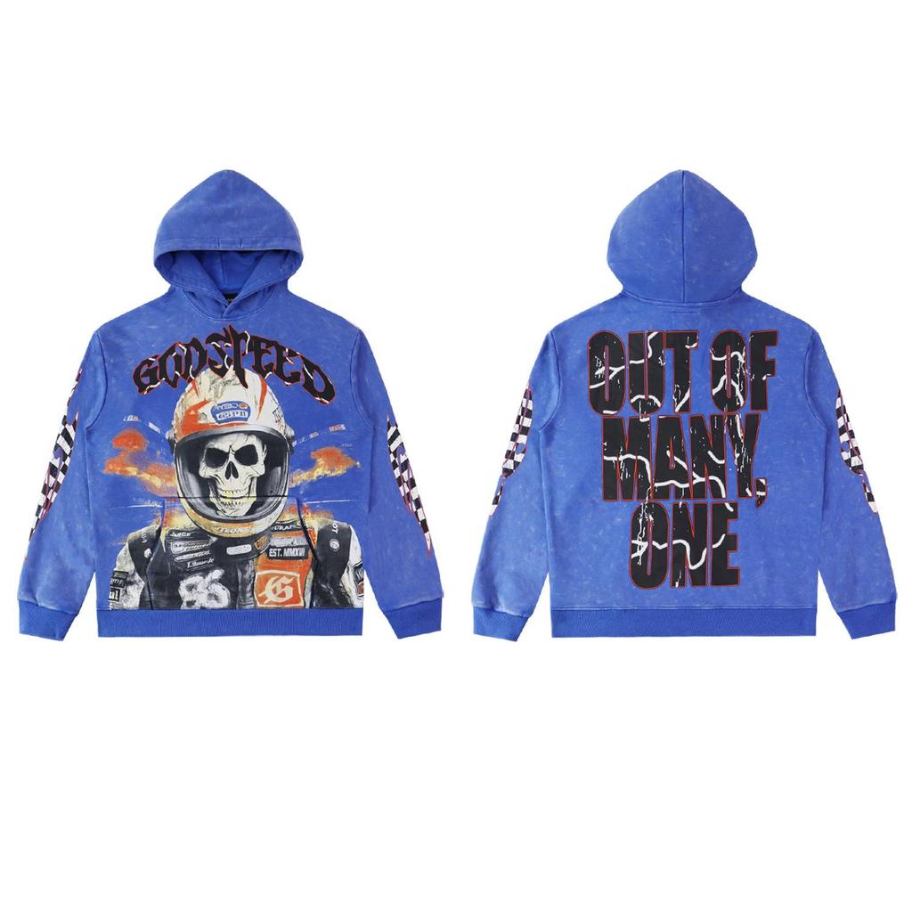 American Trendy GD Rock Retro Distressed Hoodie - Autumn/Winter Fashion