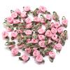 50 peças 1,5x2,5cm Mini Flor de Rosa Fita de Cetim de Poliéster Rosetas Apliques de Tecido Para Casamento Festa Roupa Costura Decoração