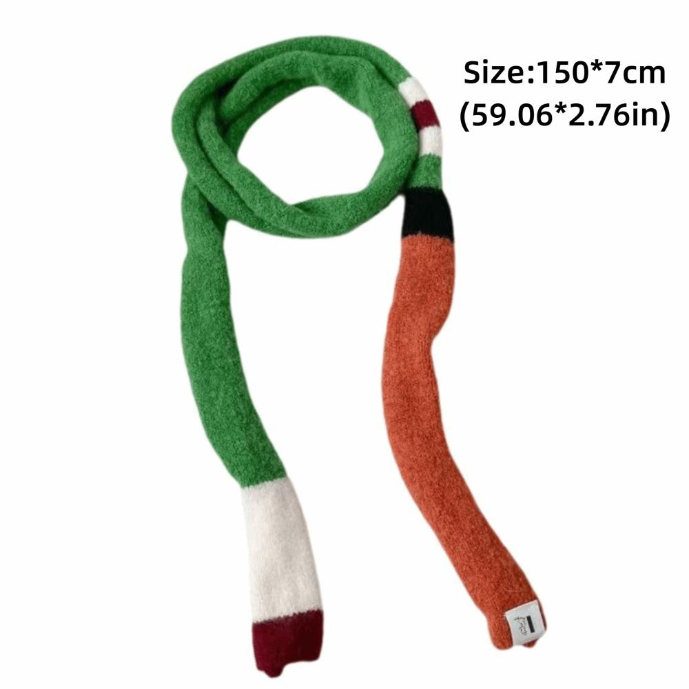 Knitted Striped Scarf Thin And Narrow Rainbow Color Scarf Fashion Women's Long Scarves Daily Wear