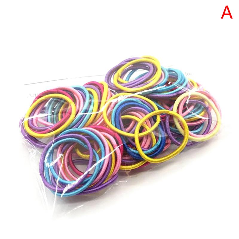 

100 шт. Девочки Разноцветные Нейлоновые Эластичные Резинки для Волос Детские Держатели для Хвоста Скранчи