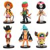 6pcs One Piece Anime Peripheral Luffy Solon Character Handmade PVC Model Cute Ornament Children's Toy Birthday Christmas Gift